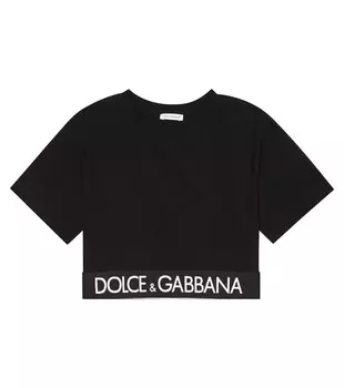 Футболка из смесового хлопка с логотипом Dolce&Gabbana, черный