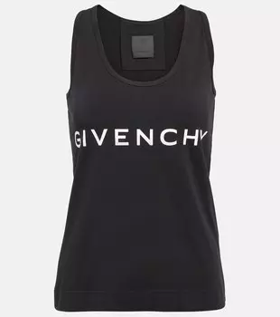 Футболка из смесового хлопка с логотипом GIVENCHY, черный