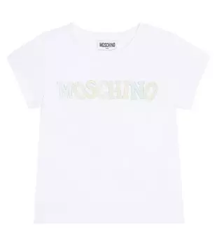 Футболка из смесового хлопка с логотипом Moschino, белый