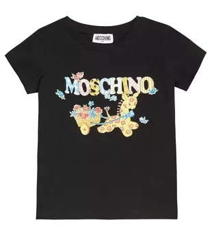 Футболка из смесового хлопка с логотипом Moschino, черный