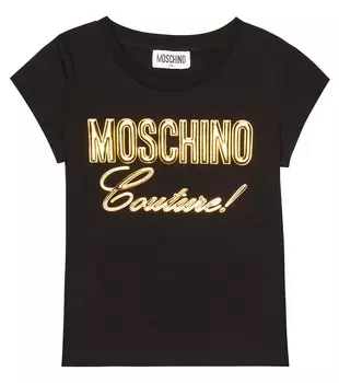 Футболка из смесового хлопка с логотипом Moschino, черный