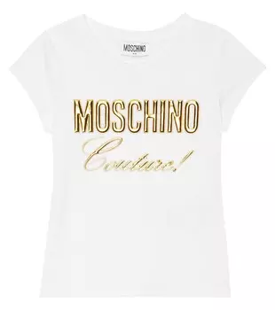 Футболка из смесового хлопка с логотипом Moschino, белый