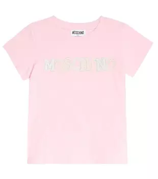 Футболка из смесового хлопка с логотипом Moschino, розовый