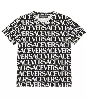 Футболка из смесового хлопка с логотипом Versace, черный
