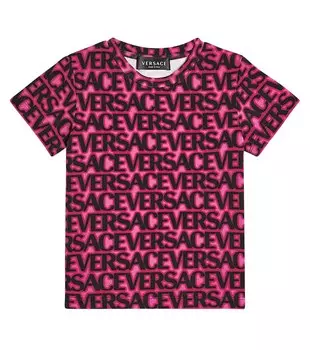 Футболка из смесового хлопка с логотипом Versace, розовый