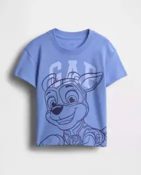 Футболка из смесового хлопка с мягким рисунком и круглым вырезом и детскими короткими рукавами Gap, голубой