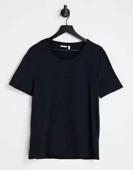 Футболка из смесового хлопка с овальным воротником ASOS - ЧЕРНАЯ
