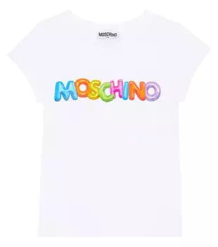 Футболка из смесового хлопка с принтом Moschino, белый