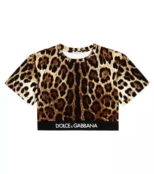 Футболка из смесового хлопкового джерси с логотипом Dolce&Gabbana, разноцветный