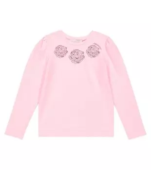 Футболка из смесового хлопкового джерси с принтом Monnalisa, розовый