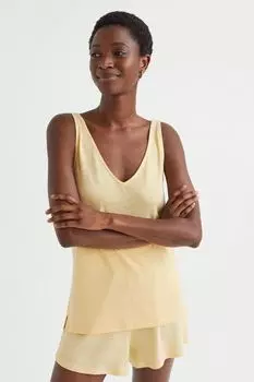 Футболка из смесового льна H&amp;M, светло-желтого