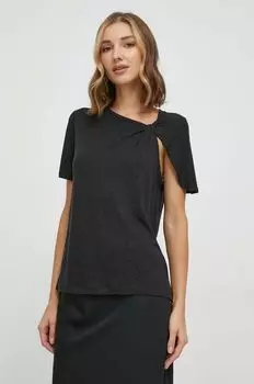 Футболка из смесового льна Pepe Jeans, черный
