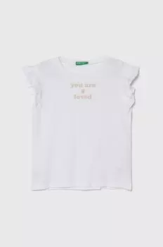 Футболка из смесового льна United Colors of Benetton, белый