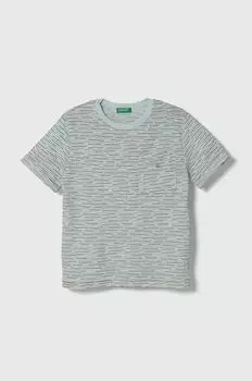Футболка из смесового льна United Colors of Benetton, бирюзовый
