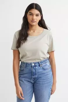 Футболка из смесового модала H&amp;M, светло-серый бежевый