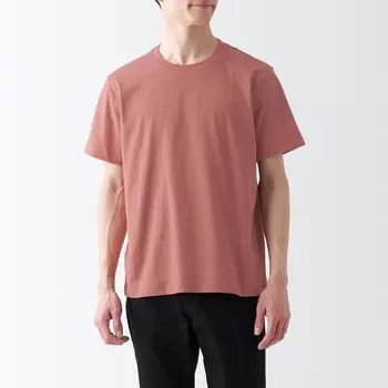 Футболка из стираного джерси с круглым вырезом и короткими рукавами MUJI, дымчато-оранжевый