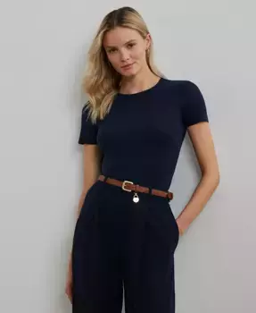 Футболка из стрейч-трикотажа, Regular & Petite Lauren Ralph Lauren, синий