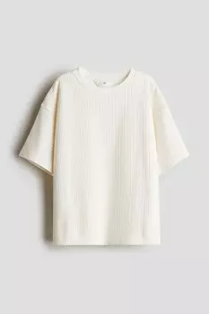 Футболка из структурированного трикотажа H&M, бежевый