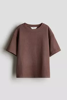 Футболка из структурированного трикотажа H&M, коричневый