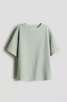 Футболка из структурированного трикотажа H&M, зеленый