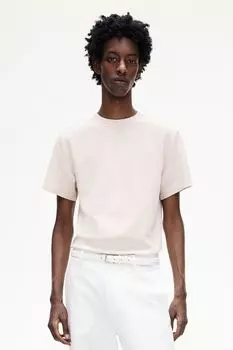 Футболка из структурированного трикотажа обычного кроя H&M, розовый