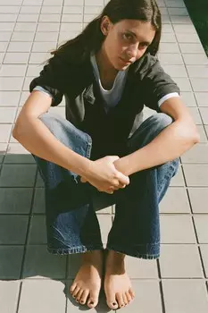 Футболка из сырого хлопка ZARA, черный