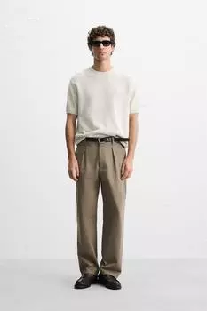 Футболка из текстурированного трикотажа с букле ZARA, цвет Ecru/Beige
