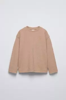 Футболка из ткани Soft Touch ZARA, бежевый
