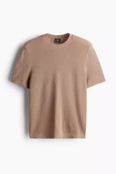 Футболка из тканого материала приталенного кроя H&M, бежевый