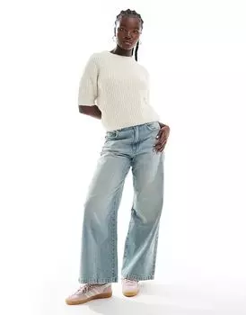 Футболка из толстой трикотажной ткани в рубчик кремового цвета Vero Moda