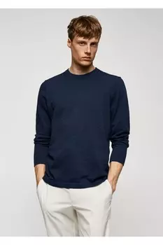 Футболка из тонкого хлопка Mango, синий