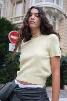 Футболка из тонкого трикотажа H&M, желтый
