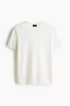 Футболка из тонкого трикотажа облегающего кроя H&M, белый