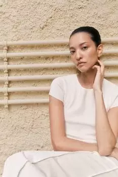 Футболка из тонкой вязки H&M, белый