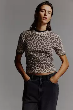Футболка из тонкой вязки. H&M, бежевый