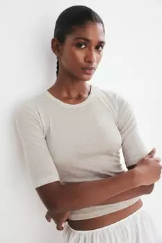 Футболка из тонкой вязки H&M, бежевый