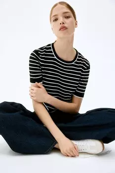 Футболка из тонкой вязки. H&M, черный