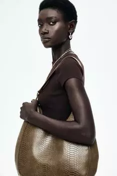 Футболка из тонкой вязки H&M, коричневый