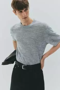 Футболка из тонкой вязки, стандартного кроя H&M, серый