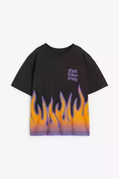 Футболка из трикотажа H&M, черный