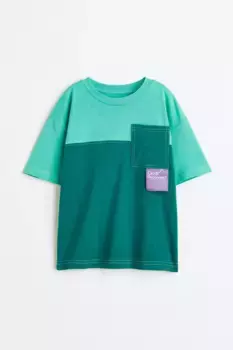 Футболка из трикотажа H&M, зеленый