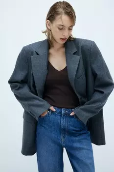 Футболка из трикотажа в рубчик H&M, коричневый