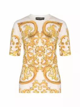 Футболка из вискозы с принтом Majolica Dolce&Gabbana, мультиколор