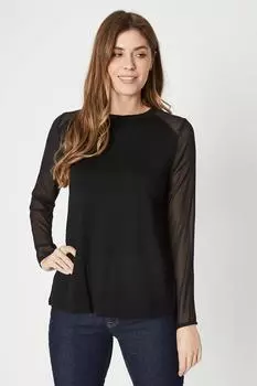 Футболка из вискозы с прозрачной тканой вставкой Wallis, черный