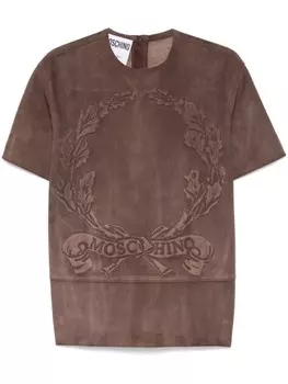 Футболка из замши с тисненым мотивом Moschino, коричневый