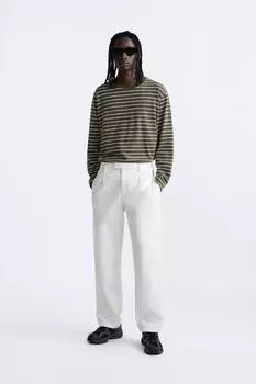 Футболка из жаккарда в полоску ZARA, в полоску