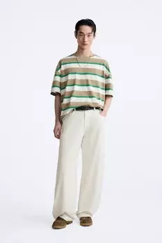 Футболка из жаккардовой полоски ZARA, кэмел