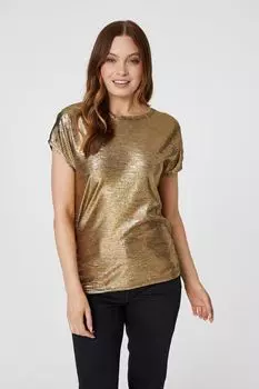 Футболка Izabel London с металлизированным передом, metallics