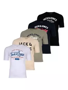 Футболка Jack & Jones 5er Pack, цвет schwarz/wei/blau/grn/beige