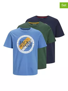 Футболка Jack & Jones, цвет khaki/dunkelblau/hellblau